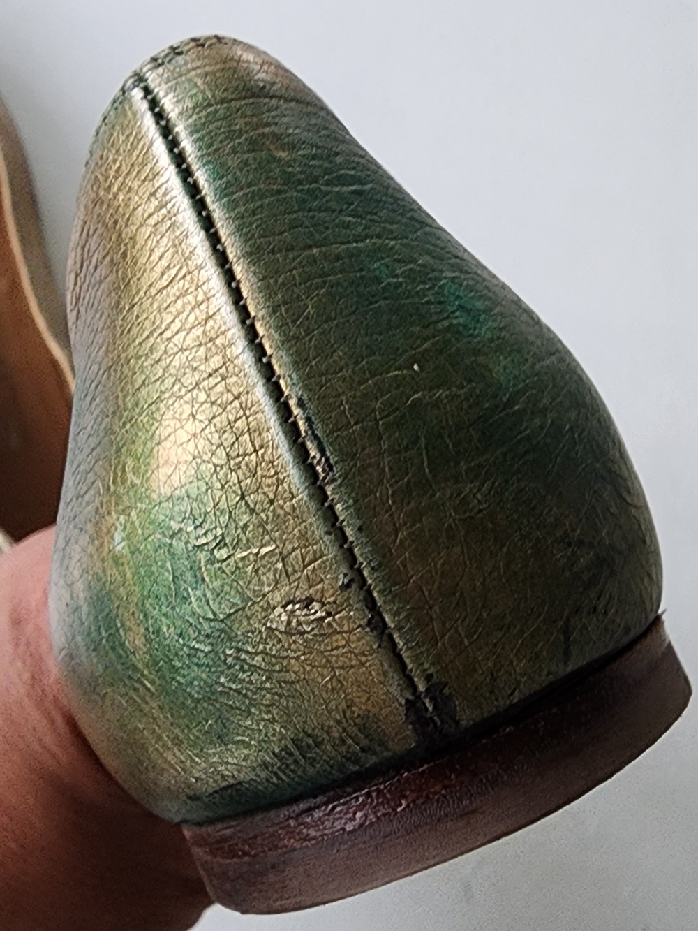 Salvatore Ferragamo Gold Leather Cap-Toe Ballet Flats - Picture 8 of 12